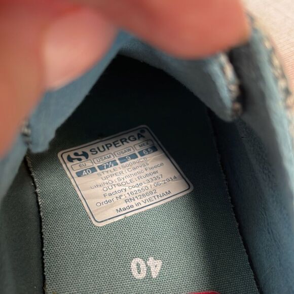 EUC Superga Teal Rattlesnake Texture Sneakers 9 - Picture 4 of 7